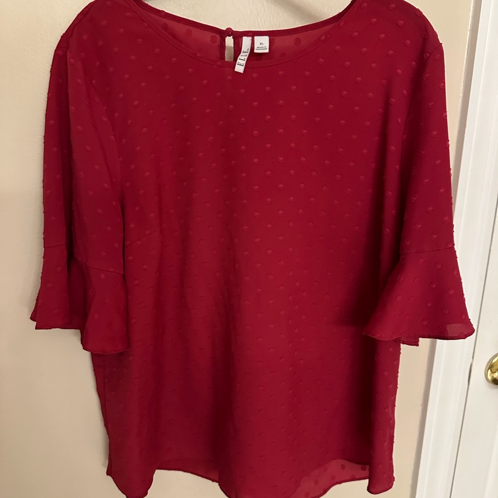 Elle Rosy Red Textured Blouse size XL